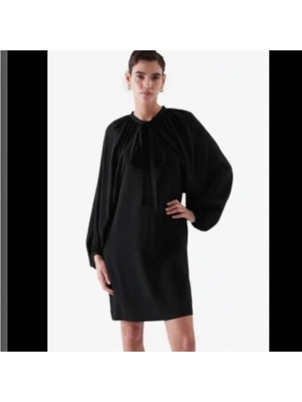 COS Elegant Black Long Sleeve mini Dress Sz 4 NWT